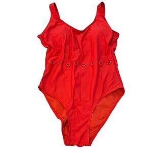 Women's Juicy Couture Deep Back Scoop Lollipop Red Eyelet Size XL EUC #2447